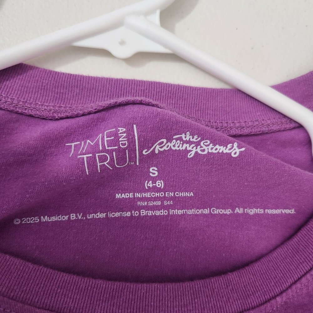 Rolling Stones Purple Graphic T-Shirt S Time & Tru Rock & Roll Embroidered Cotto - Picture 4 of 10